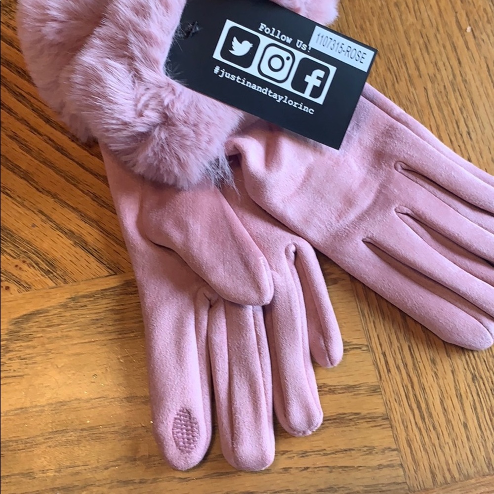 Faux-Fur Trimmed Winter Gloves - Picture 2 of 6